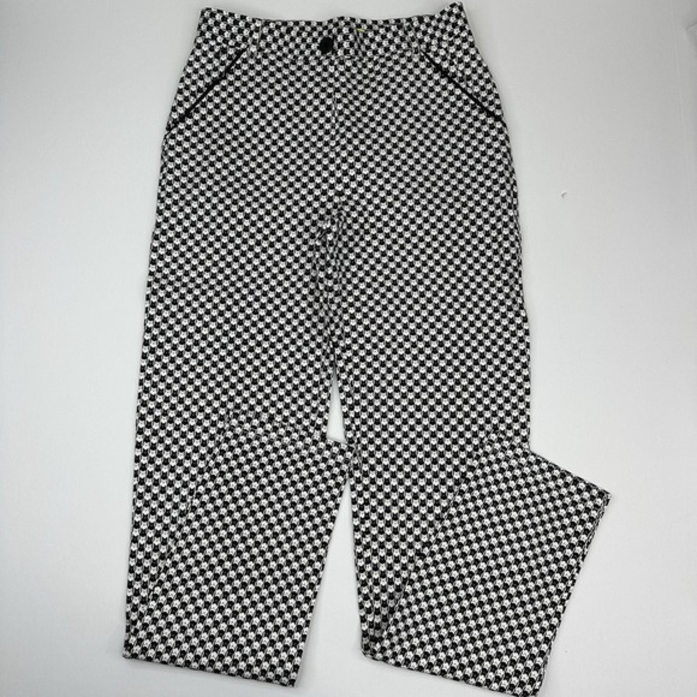 Betabrand NWT Chino Dress‎ Pant Yoga Pants Black White Catstooth Print Small W27